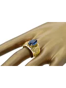 14-кв Желтое золото Сапфир Кольцо Винтаж украшения vrc057y